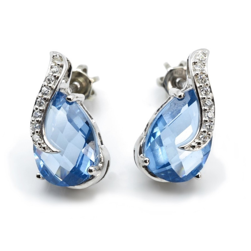 Stříbrné náušnice modrý spinel